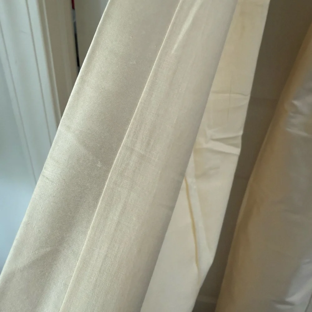 ETHAN ALLEN 100% SILK Two Lined Ivory Curtain Panels Drapes 50in x 95in
